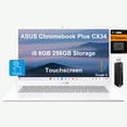 thumbnail image 1 of Portátil ASUS Chromebook Plus CX34, pantalla táctil FHD de 14", Intel Core i5-1335U, 8 GB de RAM, 256 GB de almacenamiento (tarjeta SD de 128 GB UFS + 128 GB IST) Enterprise Business, almacenamiento e, 1 of 5