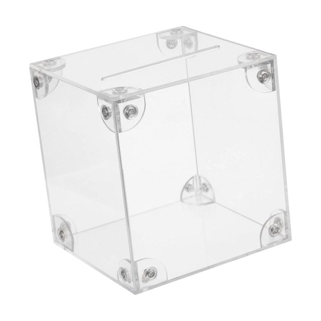 Caja de dinero acrílica, caja para monedas, contenedor de almacenamiento de dinero, multifuncional, espaciosa, 12cm x 12cm x 12cm