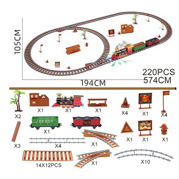 de trenes navideños para debajo con luces Sonidos Tren navideño alrededor de Navidad con vías grandes de trenes - 220 piezas 220 PCS CUTICAT  Tren Play Playset