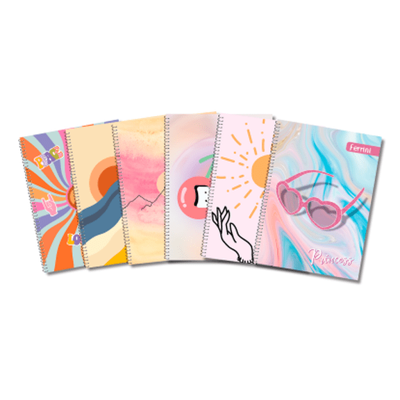 Cuaderno Profesional A4 Espiral Europeo Ferrini 100 Hojas Pack 6 Raya Femenino