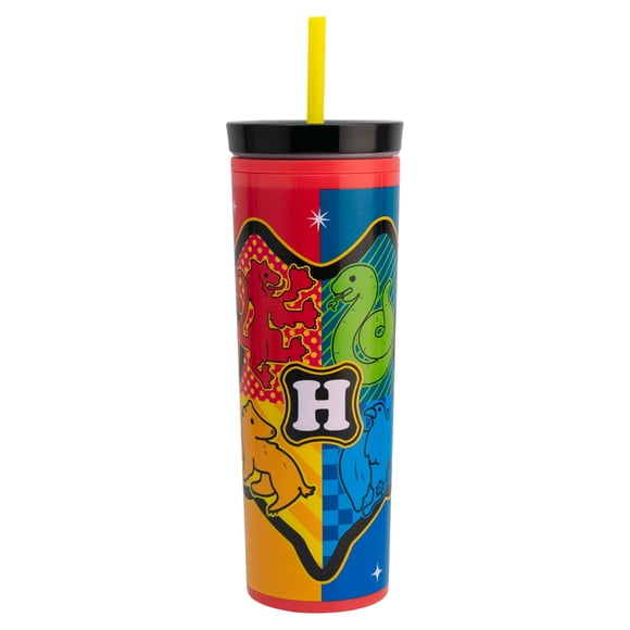 Vaso Alto Térmico Doble Pared, Harry Potter Hogwarts School, Vaso Reutilizable para Todo Tipo de Bebidas, 450 ml