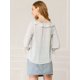 thumbnail image 5 of Allegra K Blusa de lunares de verano de media manga con cuello con volantes para mujer blanco S, 5 of 6