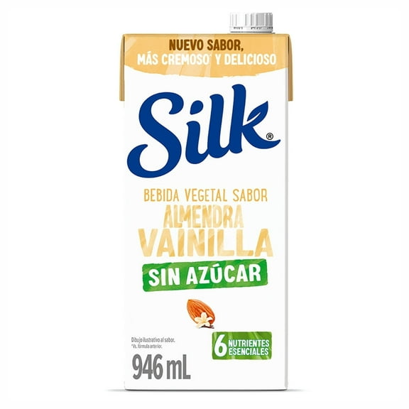 Bebida vegetal Silk sabor almendra con vainilla sin azúcar 946 ml