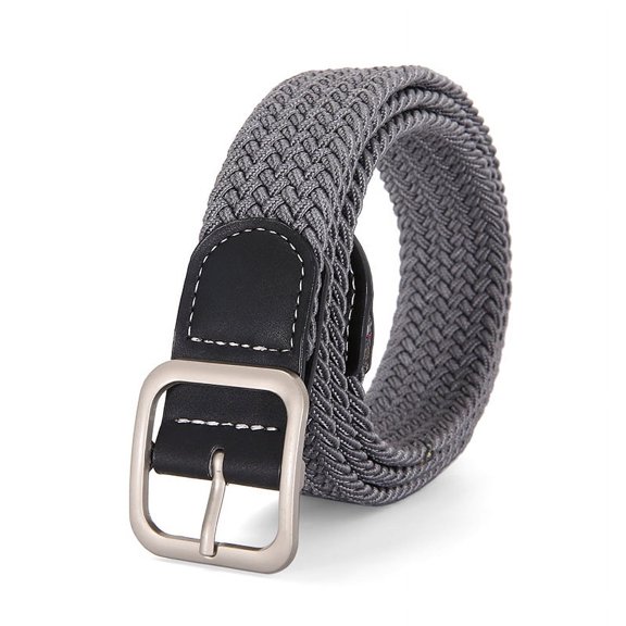 Zhuge Cinturón elástico para hombre, cinturón trenzado tejido elástico para hombre, cinturón informal de 1 3/8, cinturón de golf para pantalones vaqueros (gris claro)