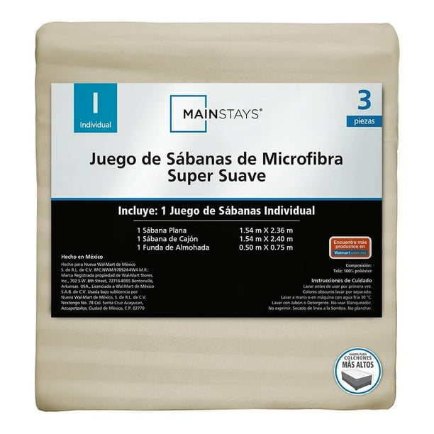 Juego De Sábanas Mainstays Individual Liso Beige