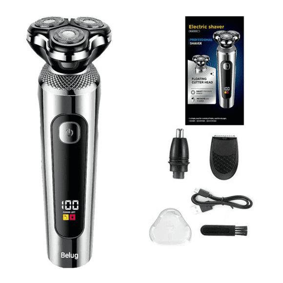 Rasuradora Barba  Belug Recargable Afeitadora Eléctrica Cabello Pel Negro