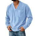 thumbnail image 1 of Ceisia Men's Loose V-Neck Corduroy Long Sleeve Casual Top with Chest Pocket Sky Blue XL Gifts, 1 of 6