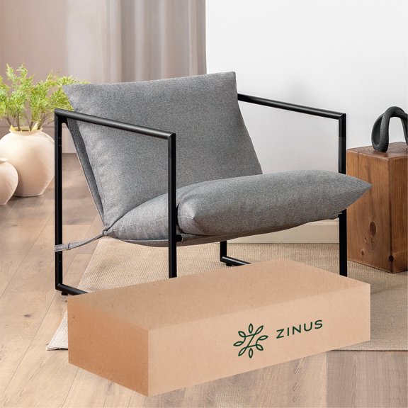 Silla de Metal Zinus Aidan con Cojines de Memory Foam Color Gris Claro