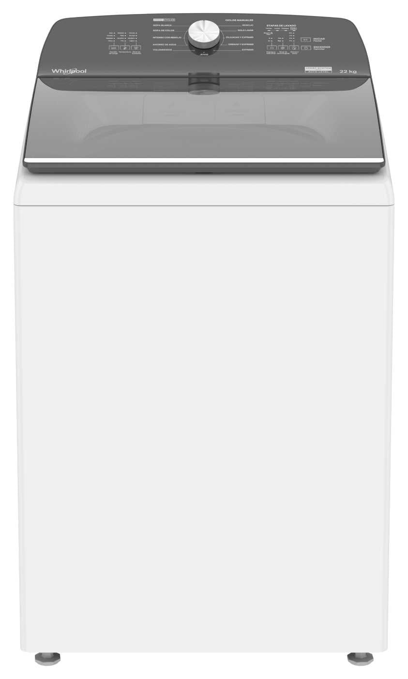 Lavadora Carga Superior Whirlpool 22kg Blanca con tapa de cristal 8MWTW2241WJB