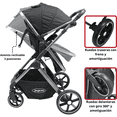 thumbnail image 3 of Carriola para Bebé  Asiento Reversible Convertible a Bambineto Plegable Ruedas de Goma Cinturón Apta a partir de 0 Meses - Negro, 3 of 6