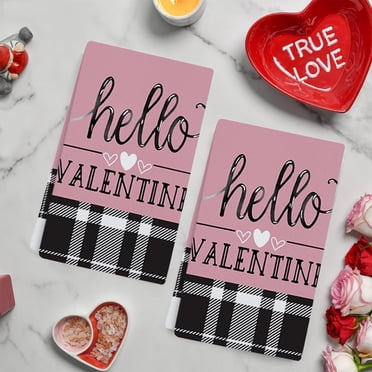 Happy Valentine’s Day Kitchen Towels, 23.6x15.8 Inch Drying Cloth, Tea Towel for Cooking, Baking, and Household Use