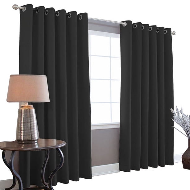 Cortinas Blackout 275cm Ancho X 215cm De Largo En 2 Paneles 100% Microfibra Poliéster NEGRO MELOCOTTON HOGAR