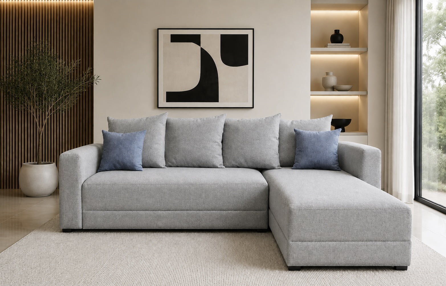 Sala esquinera Samso Lino Plata 240x180 cm EL BAZAR STORE Moderna en esquina