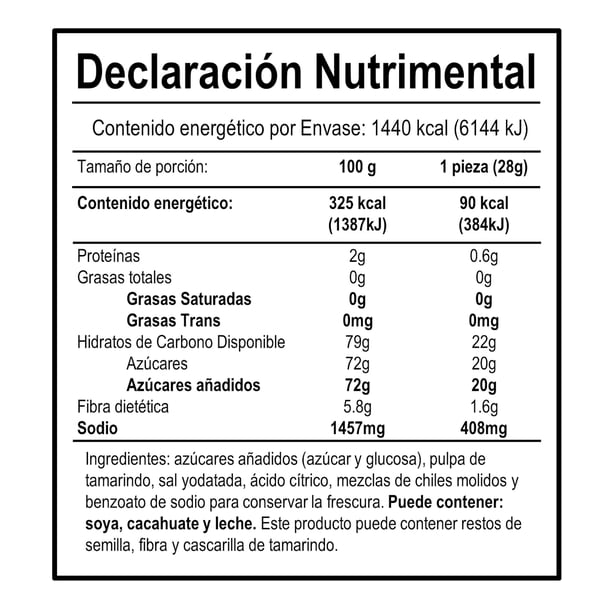 Imagen 2 de Dulce de tamarindo De la Rosa Pulparindo Extrapicante 28 g