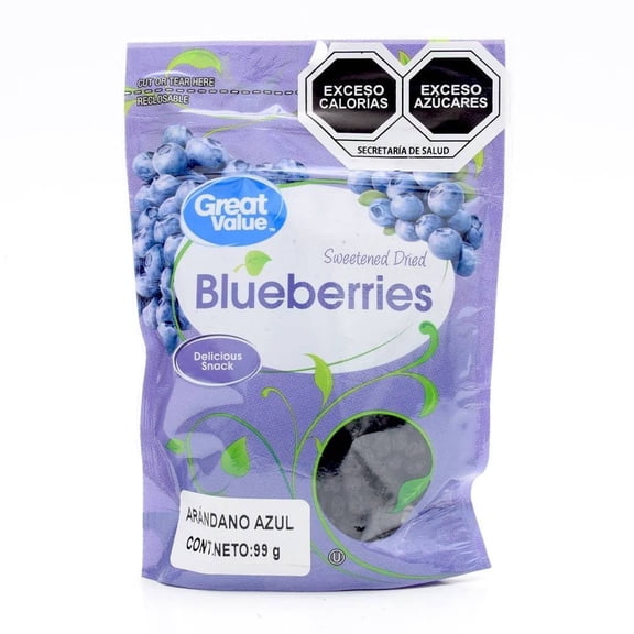 Arándanos azules Great Value secos y endulzados 99g