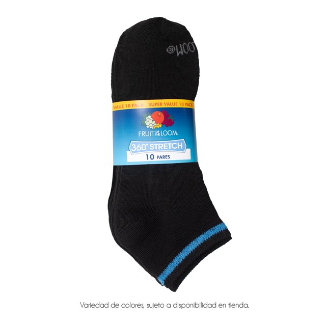 Tin Fruit Of The Loom para Hombre, sin Felpa Negro con Detalle en Azul Unitalla, 10 Pares