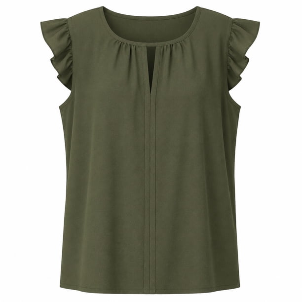 Blusa Simply Basic para Mujer, Escote Redondo Militar Talla G