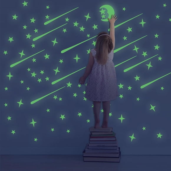 (Glow in dark stars) - 216 PCS Glow in Dark Stars and Moon, Glowing Stars for Ceiling and Wall Decal