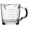 thumbnail image 1 of taza medidora de vidrio resistente a la temperatura con dos bocas y escala., 1 of 8