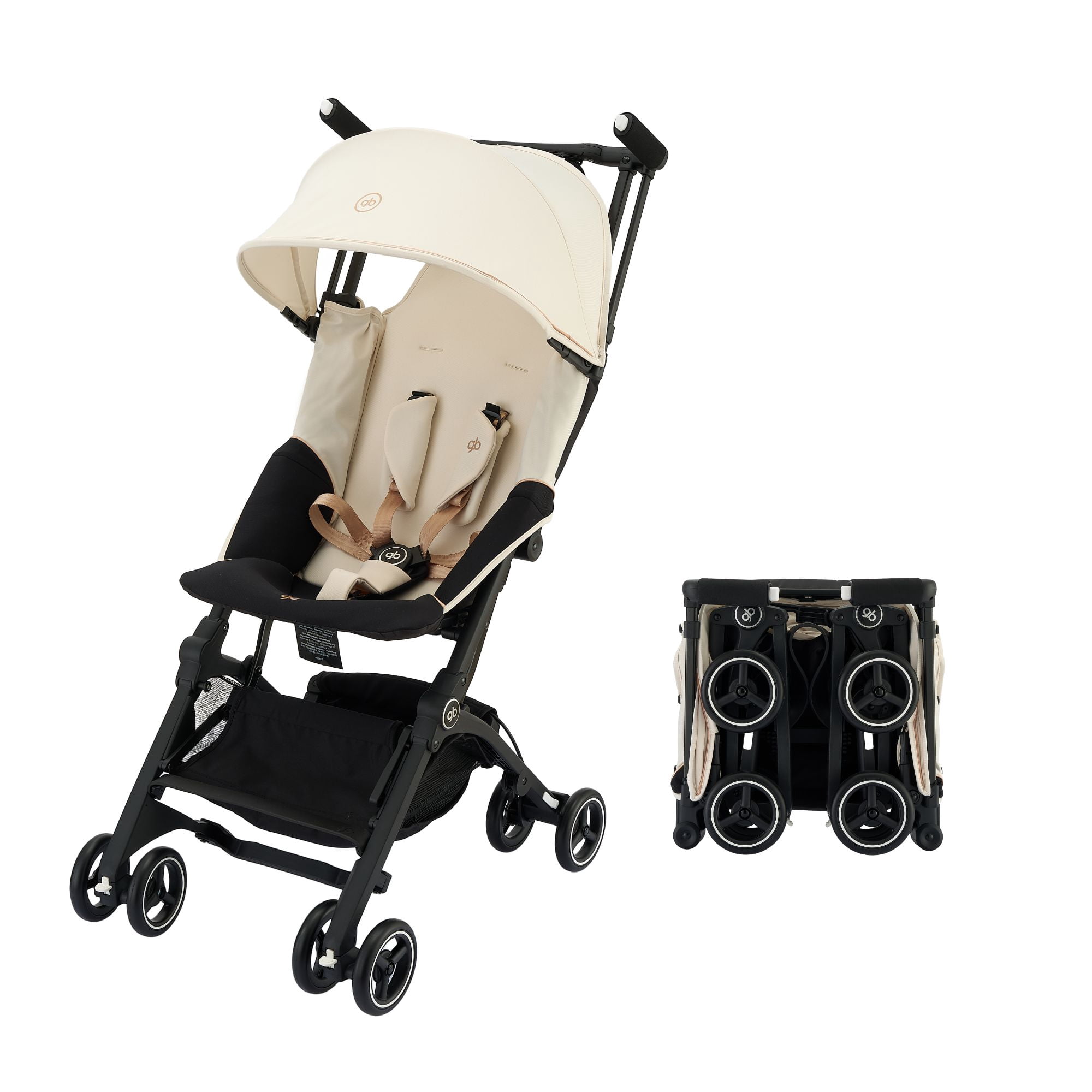 Carriola De Viaje Gb Pockit + All Terrain Ligera Apto Avion Color Blanco Chasis Negro