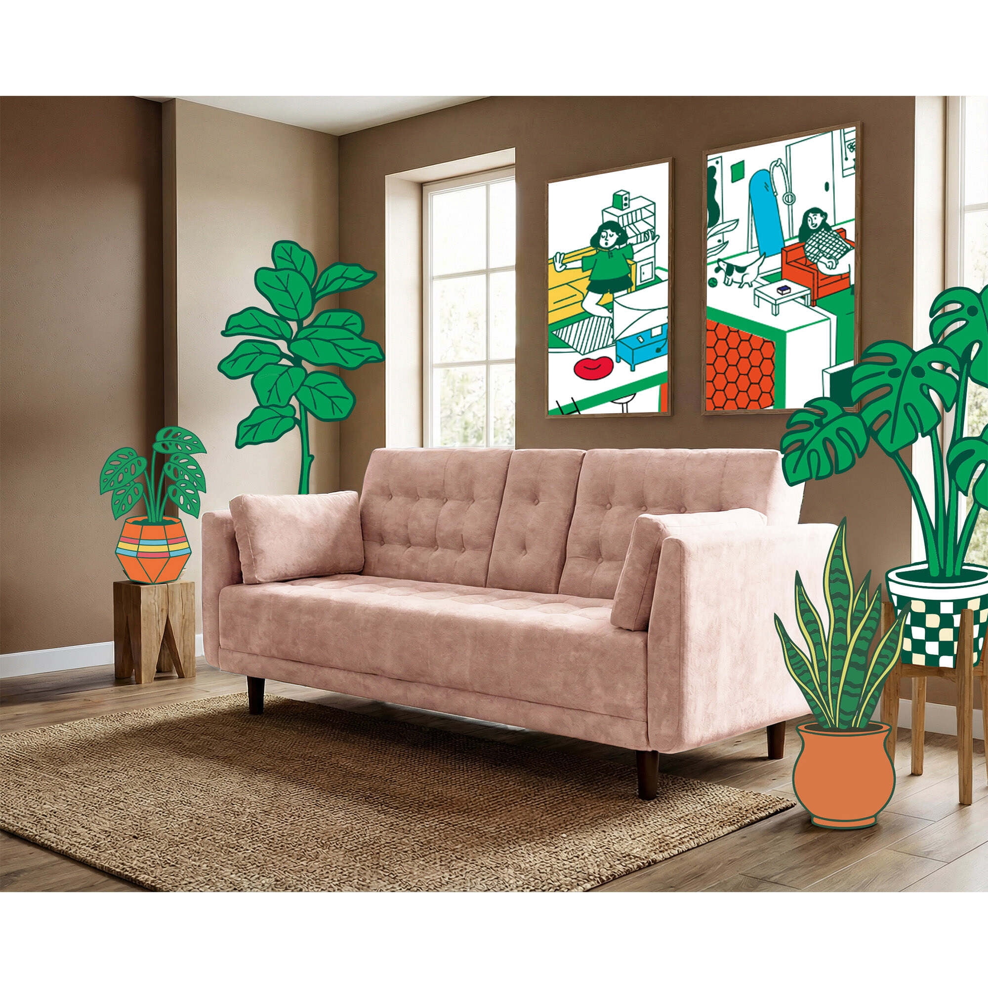 Sofá Cama De Velvet Palo De Rosa Modelo Zeppelin Makora Con Portavasos