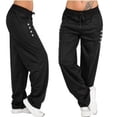 thumbnail image 2 of Pantalones Pantalones deportivos sueltos Pierna recta Casual Mujer Pantalones deportivos, Negro, XL, 2 of 7