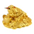 thumbnail image 1 of Estatua de rana de dinero de tres patas, sapo de la riqueza, según el Feng Shui, para decoración del hogar y la oficina. Dorado, 1 of 9