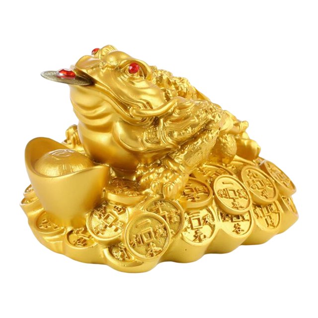 Estatua de rana de dinero de tres patas, sapo de la riqueza, según el Feng Shui, para decoración del hogar y la oficina. Dorado