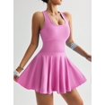thumbnail image 3 of Vestido Deportivo de Tenis con Falda Volante y Bolsillo para Mujer, Rosa, 3 of 5