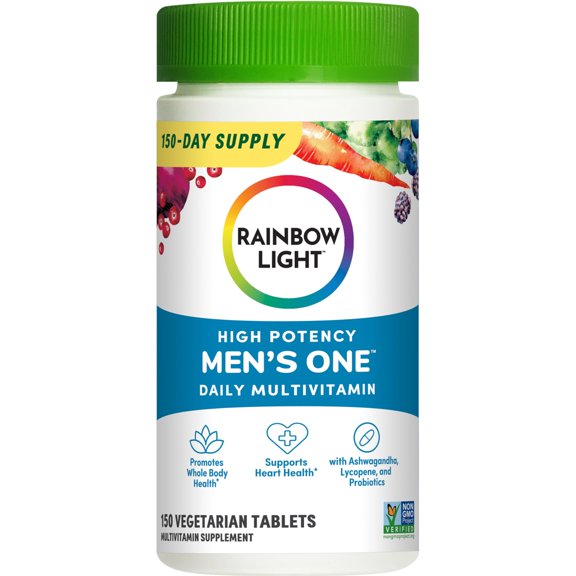 Multivitamínico Rainbow Light One de alta potencia para hombre, 150 unidades
