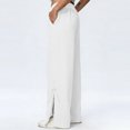 thumbnail image 2 of TaTaai olid Color Cotton Linen Women Casual Pants Wide Leg Breathable Machine Washable No Fading Lightweight Non See-through Daily Wear Full Length Trousers Gift, 2 of 8