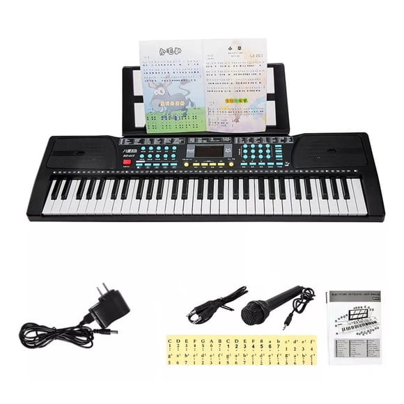 Teclado De Piano Musical Digital De 61 Teclas Con Micrófono