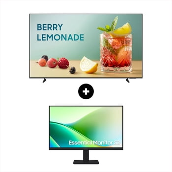 Combo TV Pantalla Samsung 65" Smart TV 4K UHD + Monitor 24'' Essential S3 Full HD 120Hz Black