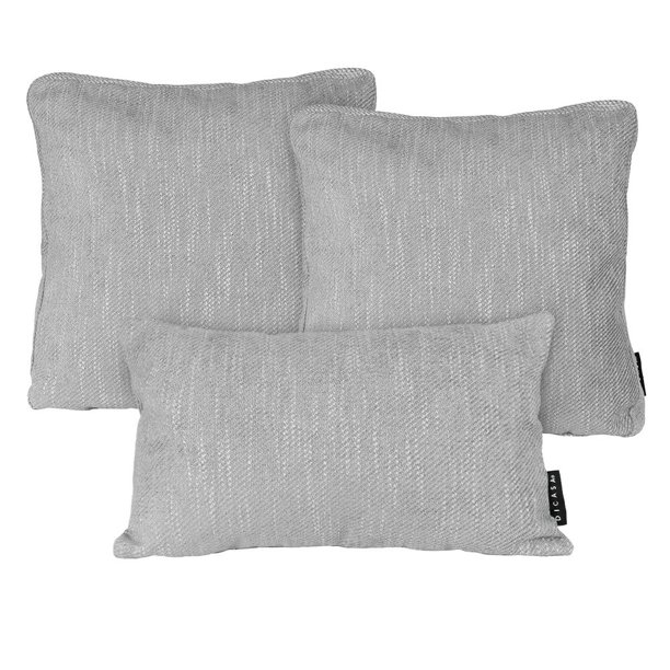 Set de 3 Cojines DICASA 1 Rectangular y 2 Cuadrados Grandes Petra Gris