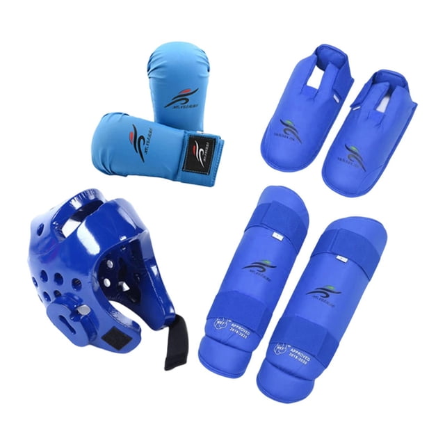 Equipo de entrenamiento de taekwondo, guantes, equipo de boxeo, casco de boxeo Azul S