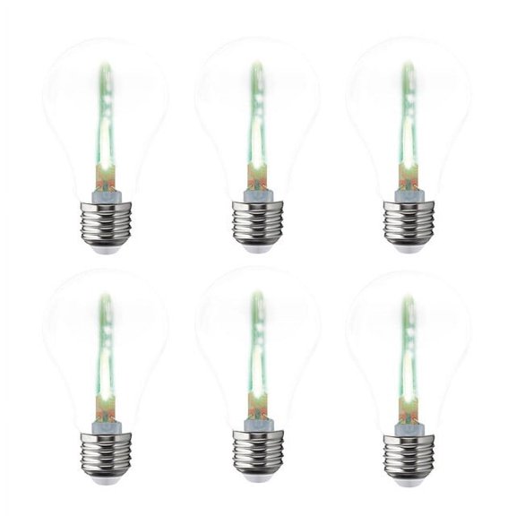 Pack de 6 Focos LED Aksi 1W A19 Estela de luz Base E27 Verde