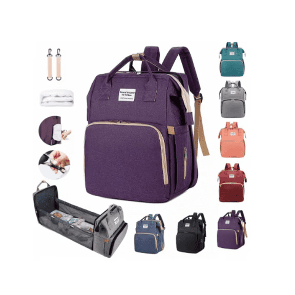 Mochila Panalera Cuna Impermeable Multifunción Bebe Viaje Kazome Ho-01 Mochila Pañalera Impermeable Violeta