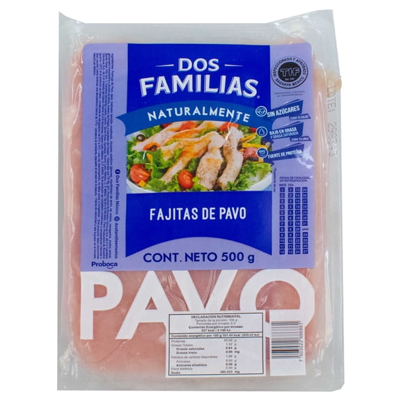 Fajitas de Pavo Dos Familias Congeladas Naturalmente 500 g