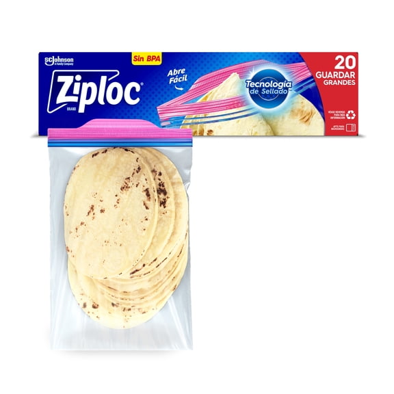 Bolsas Reutilizables Ziploc para Guardar Alimentos 1 Paquete con 20 Bolsas Tamaño Grande
