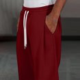 thumbnail image 4 of Amzcrzy Pantalones Deportivos Hombre Clásicos Color Liso Cintura Alta Elástica Cordón Pierna Recta Holgados Anchos Cómodos Con Bolsillos Tallas S-2XL Rojo, 4 of 7