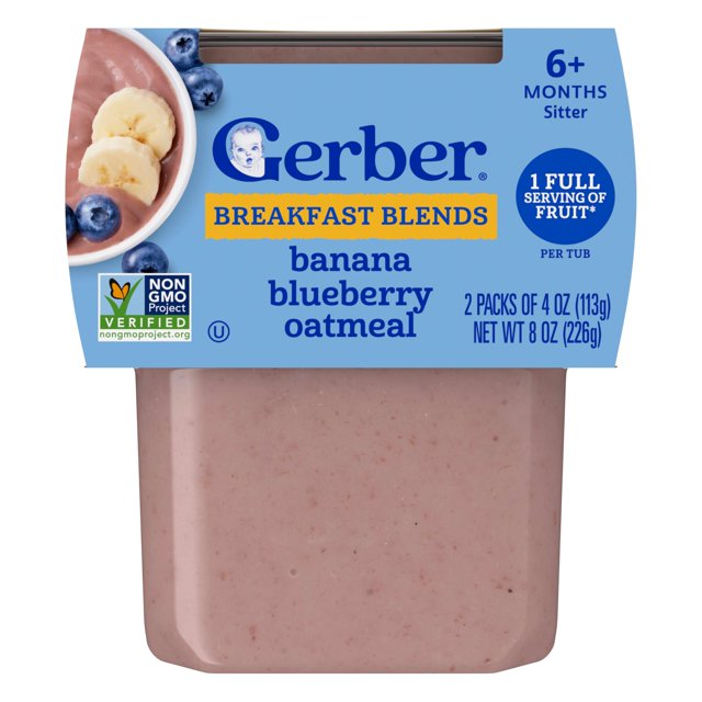 Cereal Infantil Gerber Avena con Banana y Arándanos 2x113g