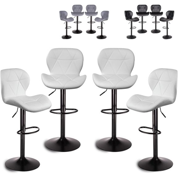 Set De 4 Bancos De Cocina Barra Silla Taburete Respaldo Alto