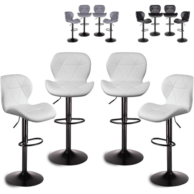 Set De 4 Bancos De Cocina Barra Silla Taburete Respaldo Alto