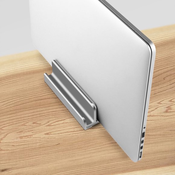 COMPUKAS Soporte De Aluminio Para Laptop Vertical Con Ranuras Múltiples Y Base Ajustable Para Uso En Escritorio
