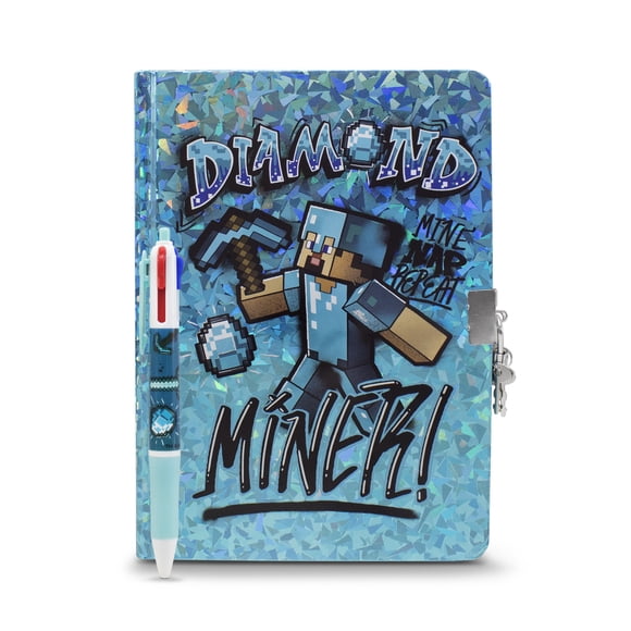 Diario Libreta Pasta Dura con Pluma Minecraft
