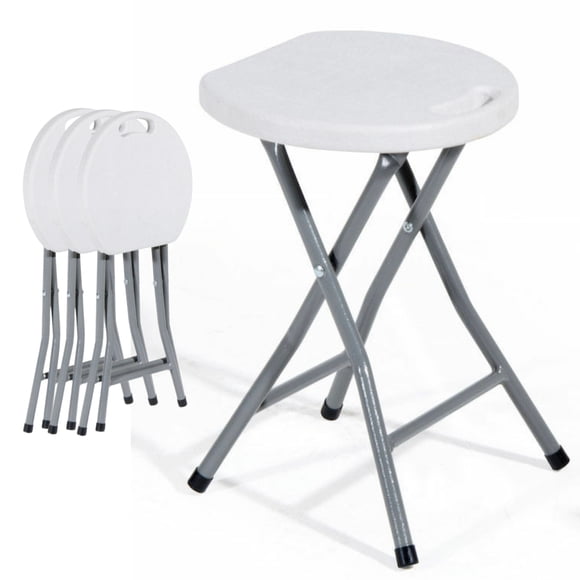 Banco Taburete Plegable Portatil Reforzado Paquete 4 Piezas Para Jardín Interior Y Exterior De HDPE