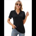 thumbnail image 3 of Camisas de Mujer con Cuello de Solapa, Cuello en V, Blusa de Corta, Blusa Informal Elegante. Negro L, 3 of 9