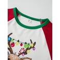 thumbnail image 4 of Conjunto de pijama navideño familiar a juego, camisetas de manga larga con estampado de renos y pantalones a cuadros. Ropa de dormir navideña., 4 of 9