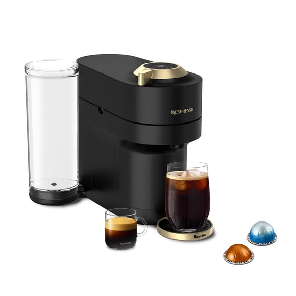 Cafetera y espresso Nespresso Vertuo Pop+ de edición limitada de Breville, oro negro mate