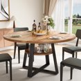 thumbnail image 1 of Yeshouse Mesa de comedor redonda de 120 cm para 4-6 personas, diseño rústico con espacio de almacenamiento, ideal para cocina, comedor, sala, reuniones y apartamento, 1 of 9